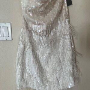 Retrofete Anastasia White Feather Dress